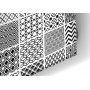 Fond de hotte effet carreaux de ciment style géométrique noir et blanc