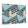 Fond de hotte style scandinave avec composition de triangles bleu, taupe et noir