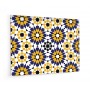 Fond de hotte avec motif fleurs géométriques vintage jaune et bleu