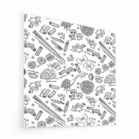 Fond de hotte blanc avec motif dessins de pâtes