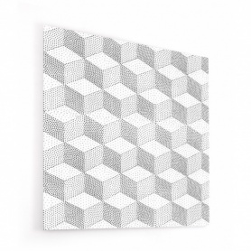 Fond de hotte blanc et noir avec motif de cubes, effet pointillisme