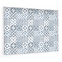 Fond de hotte effet Carreaux de ciments motif géométrique bleu gris clair blanc
