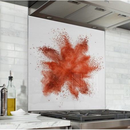 Fond de hotte blanc avec explosion de poudre rouge