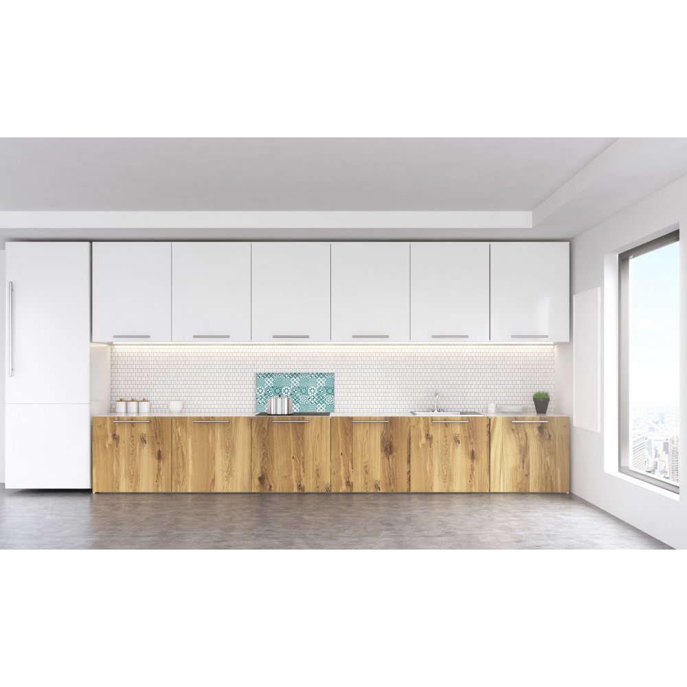 Crédence de cuisine motif "Géométrique bleu vert" - Verre ...