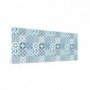 Credence cuisine carreaux de ciment motif géométrique bleu ciel
