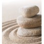 Fond de hotte ambiance zen avec sable et galets 