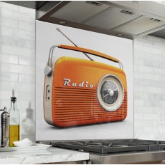 Fond de hotte de cuisine "Radio vintage"