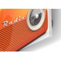 Fond de hotte blanc avec radio vintage orange