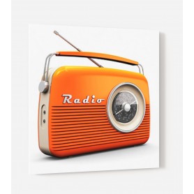 Fond de hotte blanc avec radio vintage orange