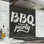 Fond de hotte noir avec inscriptions BBQ Party blanc