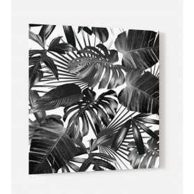 Fond de hotte blanc feuilles tropicales noires