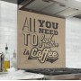 Fond de hotte marron clair avec inscription All you need to feel better is coffee