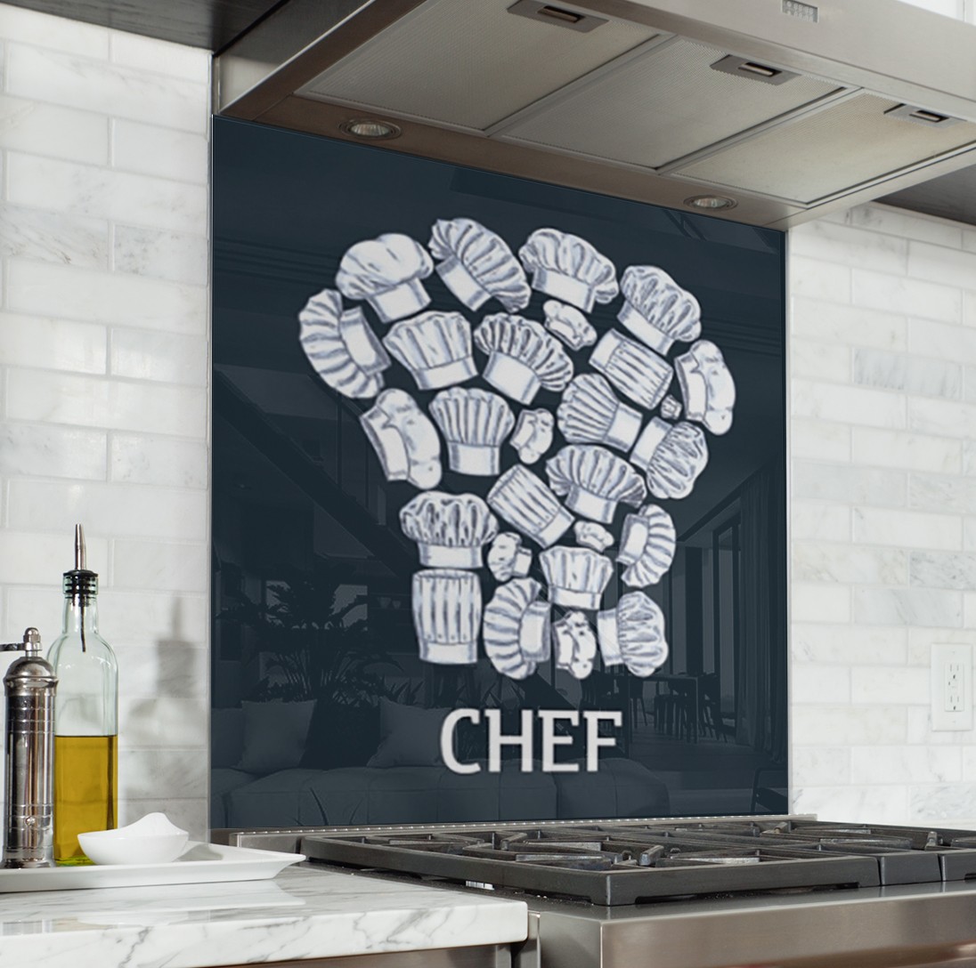 Fond de hotte toque chef - Verre et alu - Credence Cuisine Deco
