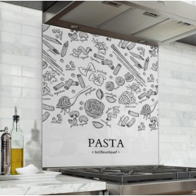 Fond de hotte blanc avec dessins Pasta