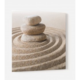 Fond de hotte ambiance zen avec sable et galets 