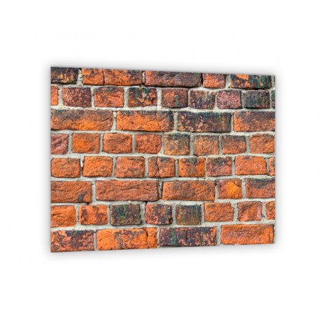 Crédence de cuisine effet mur de brique rouge orange