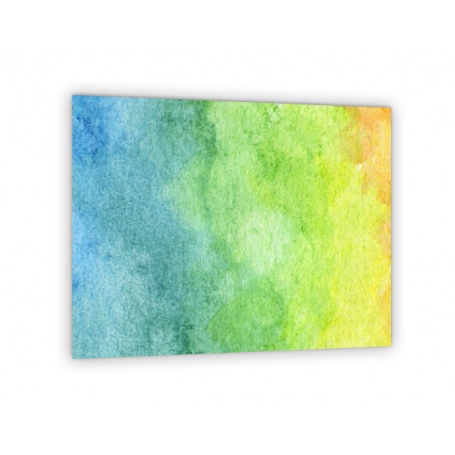 Crédence de cuisine effet aquarelle rainbow : bleu, vert, jaune, orange