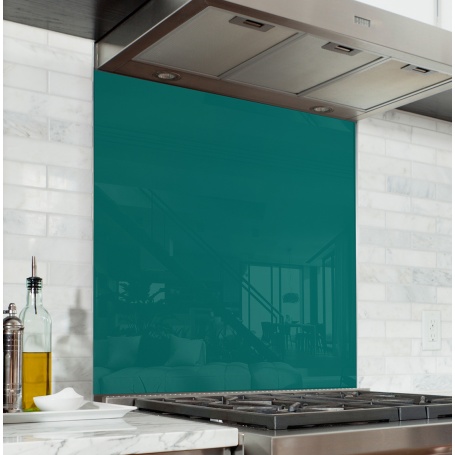 Fond De Hotte Vert Malachite Verre Alu Credence Cuisine Deco